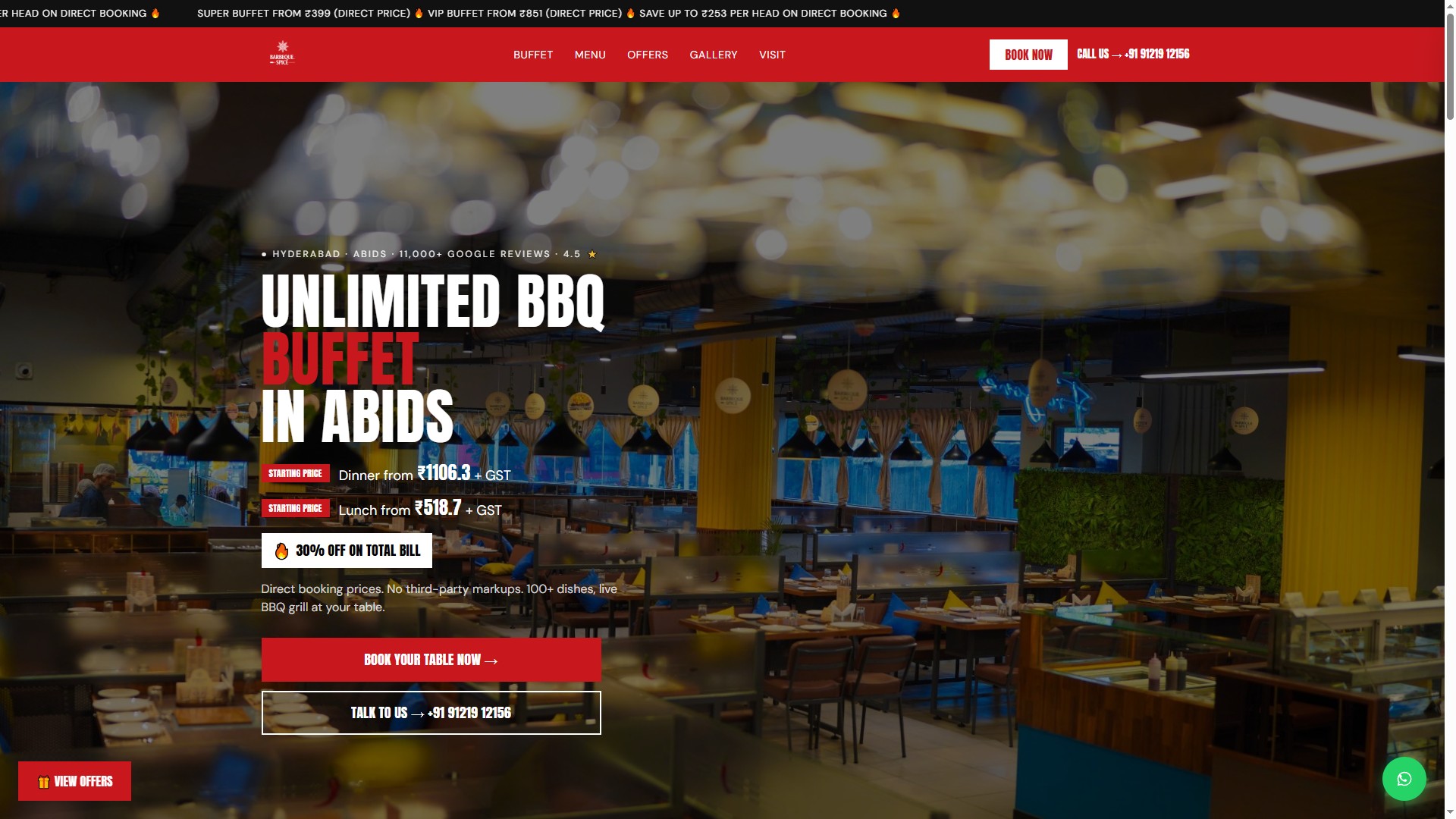 Restaurant site with reservations